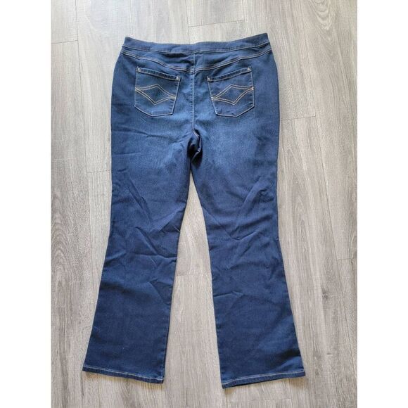 Pajama Jeans Size 1X Pull On Soft Stretch Denim Drawstring Dark Wash Bootcut - Picture 5 of 8